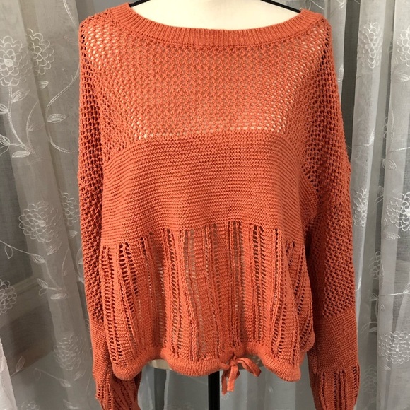 American Eagle  orange sweater tie waist knit SZ XL - Picture 11 of 11